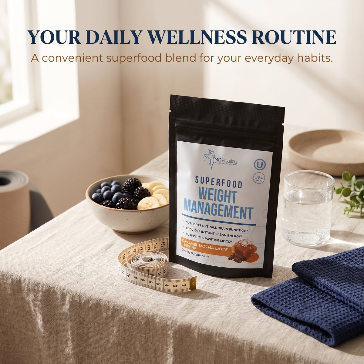 MDVitality Superfood Weight Management – Caramel Mocha Latte 1 Servings (Pack of 3)