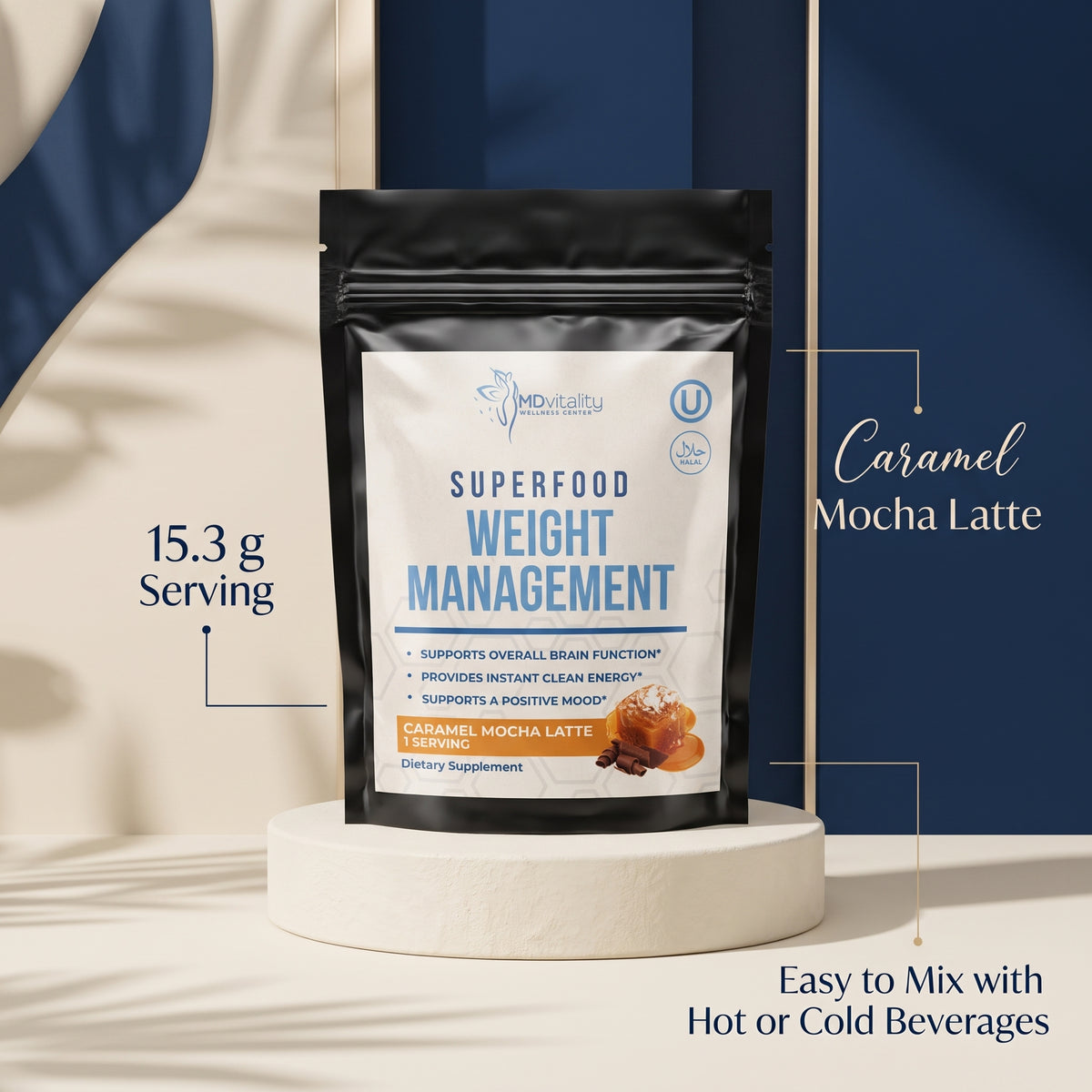 MDVitality Superfood Weight Management – Caramel Mocha Latte 1 Servings (Pack of 3)