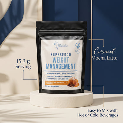 MDVitality Superfood Weight Management – Caramel Mocha Latte 1 Servings (Pack of 3)